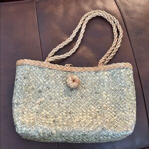 Elegant Woven Straw Tote Bag - Natural and Tan